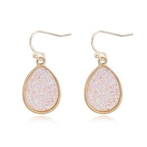 Druzzy Teardrop Drop Dangle pink  Earrings chic
